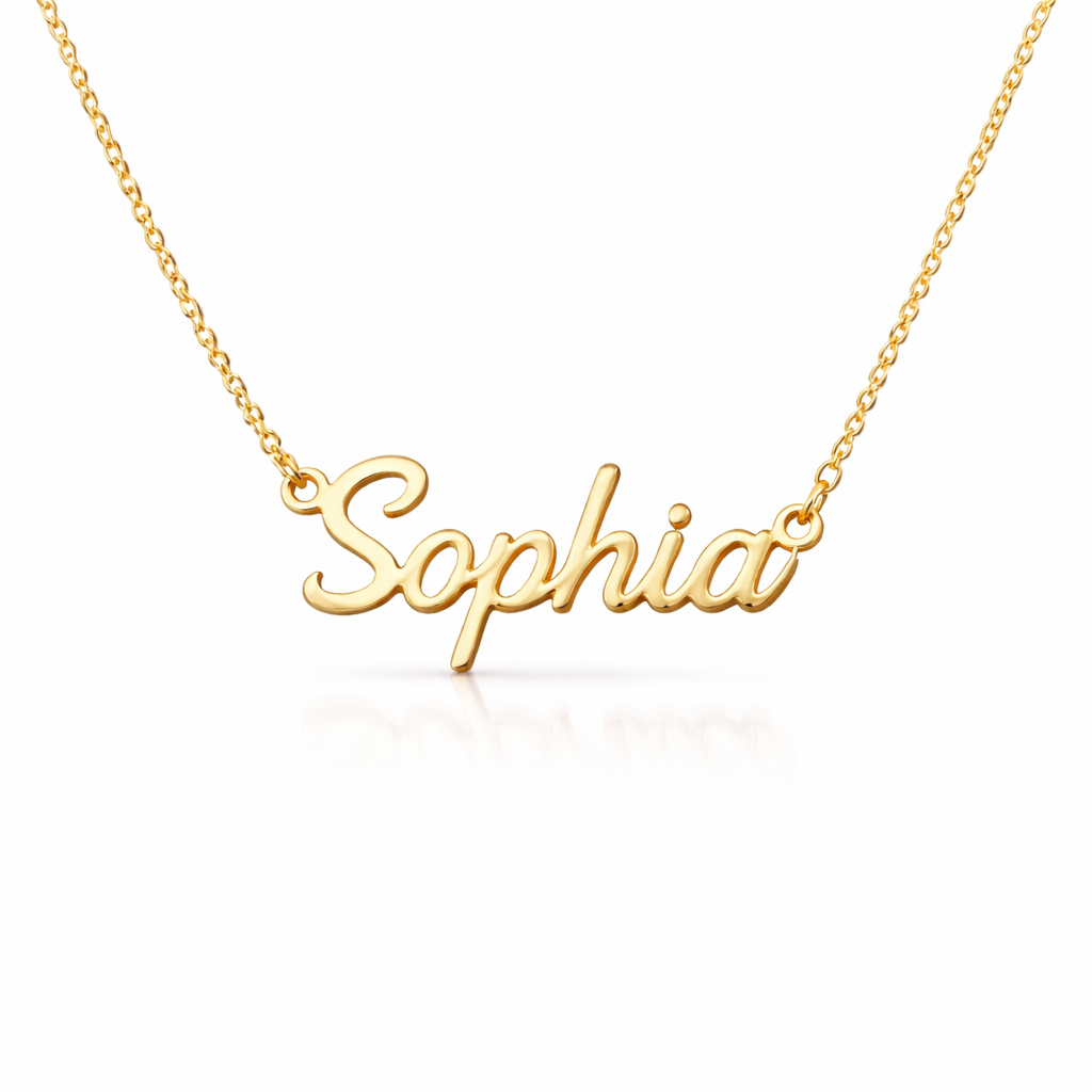 Personalized Name Necklace – Custom Gold Script Name