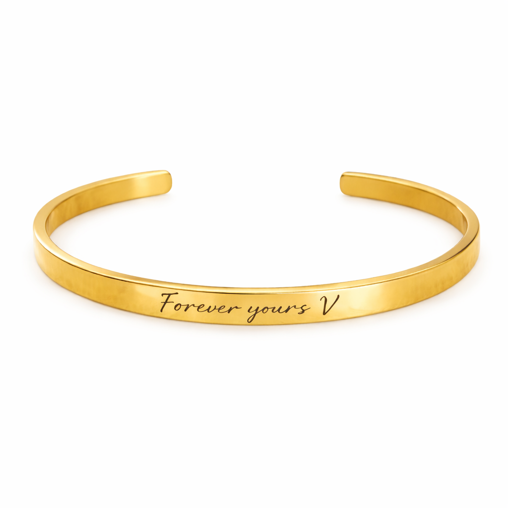 Engraved Cuff Bracelet – Personalized Love Message