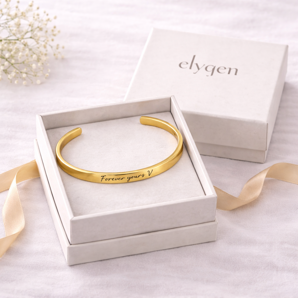 Engraved Cuff Bracelet – Personalized Love Message
