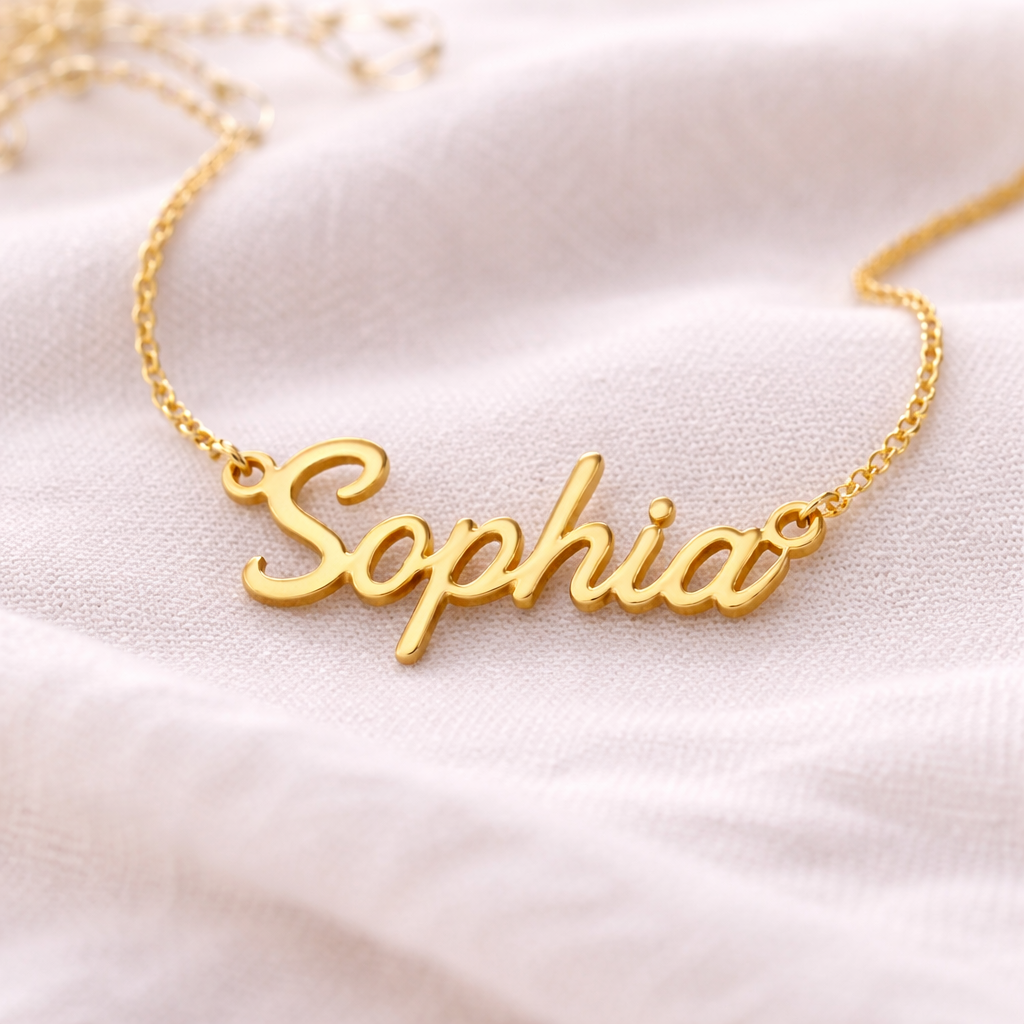 Personalized Name Necklace – Custom Gold Script Name