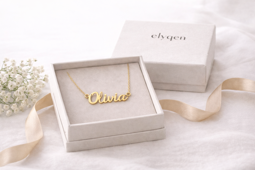 Personalized Name Necklace – Custom Gold Script Name