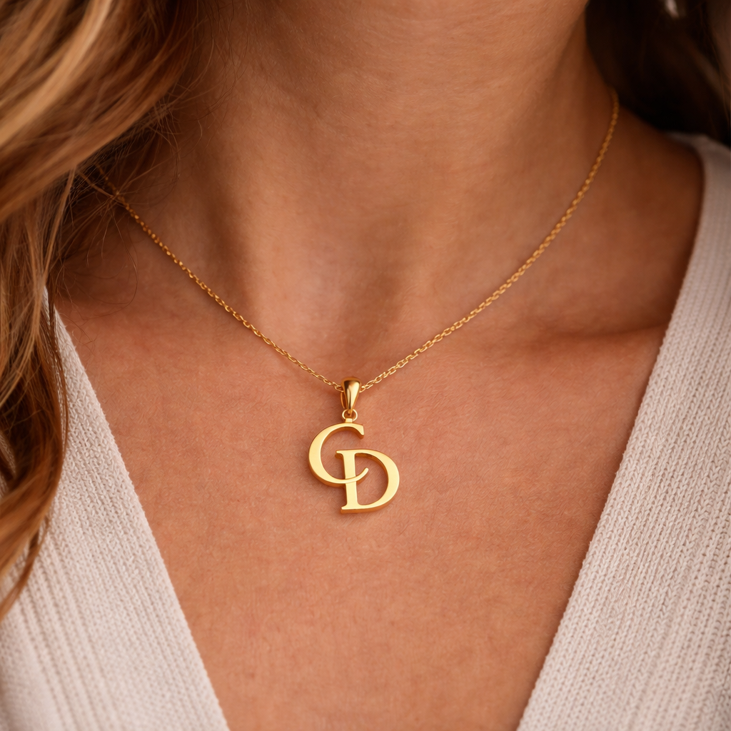Gold Initial Pendant Necklace – Personalized Letter Charm