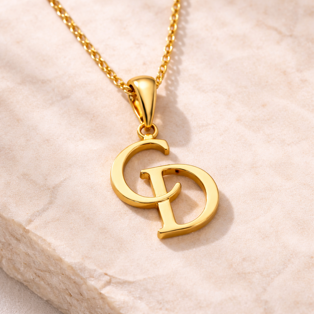 Gold Initial Pendant Necklace – Personalized Letter Charm